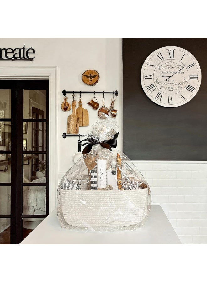 Rectangle Cotton Rope Woven Basket with Handles for Books, Magazines, Toys - Decorative Rectangle Basket for Baby Nursery, Living Room, Bathroom - Image 3